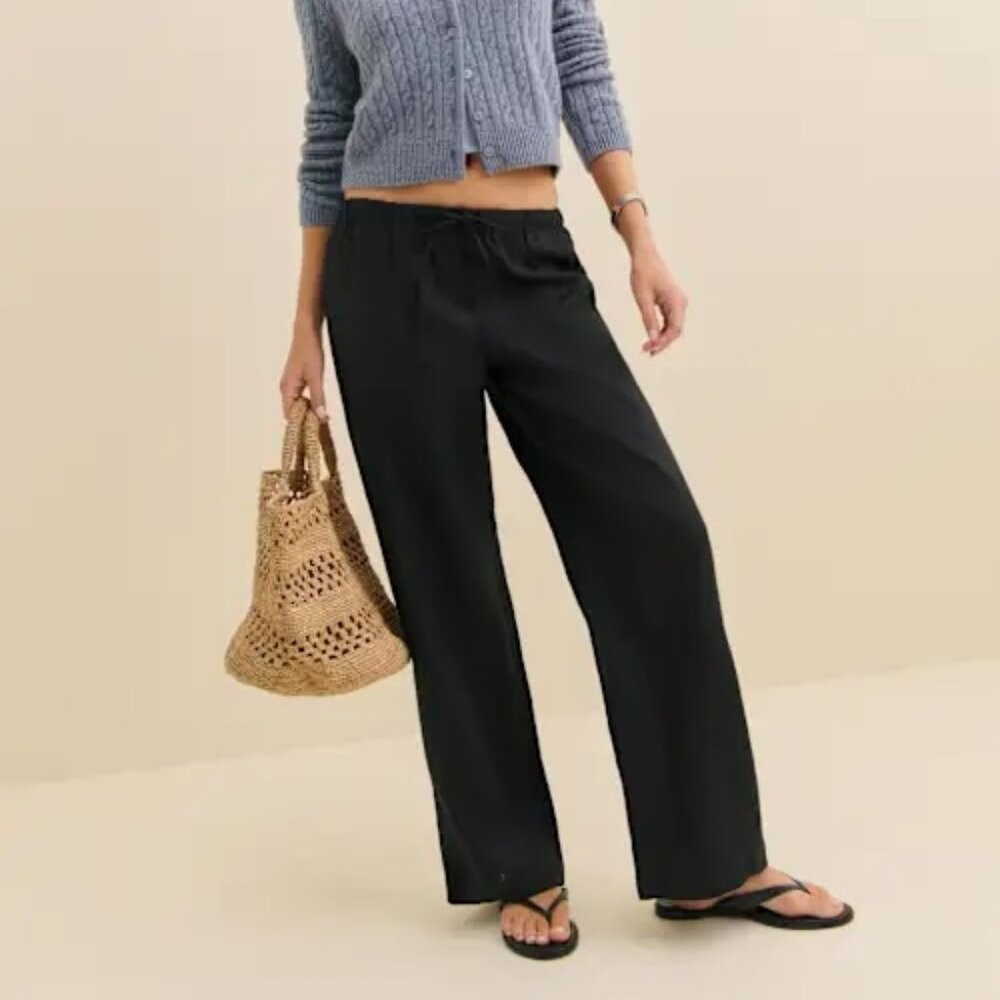 Reformation, Olina Linen Pant, Black, Size S